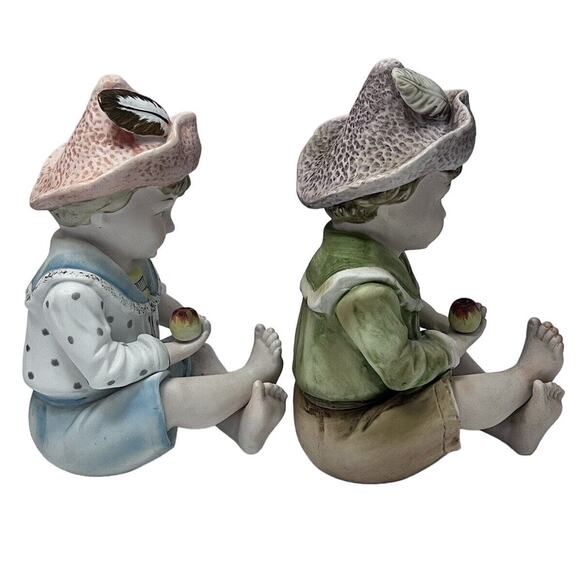 Andrea by Sadek Piano Babies #6162 Bisque Porcelain Figurines Set of 2 Vintage - Picture 2 of 7